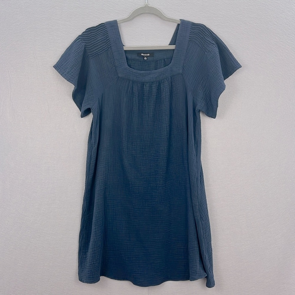 Madewell -women’s Lightspun cotton butterfly square neck mini dress navy blue XS - Picture 4 of 6